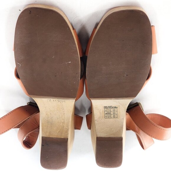 EVERLANE Wooden Sole Clog Sandal Leather Strappy Wedge Ankle Strap - Picture 11 of 11